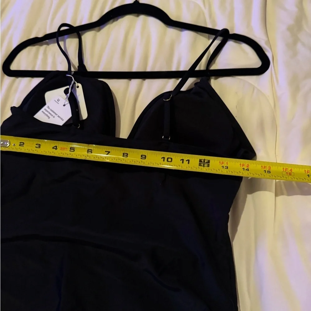 Black One-Piece Swimsuit with Gold Accent